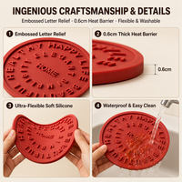 Set de table en silicone personnalisé avec logo, résistant à la chaleur, antidérapant, avec relief 3D, pour table à manger, cuisine, maison, hôtel