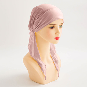 Women's New Multi-Color Jersey <b>Hijab</b> Inner <b>Caps</b> Fashionable Long-Tail Headband Lady Arabic Style Solid Color Multi-Color Muslim - Product Image 4