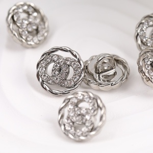 Tweed đôi vòng tròn nút ăn mặc kim cương Rhinestone chỉnh trang dễ dàng phù hợp với tay khâu nút áo len outwear Kim Loại Shank - Product Image 4