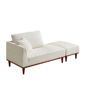 Chaise Longue y Taburete Modernos Tapizados en Tela para Sala de Estar o Dormitorio - Product Image 2