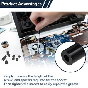 Kit d'espacement Comrun Black Abs, assortiment M3 M4 métrique sans filetage, 1230 pièces pour vis - Product Image 4