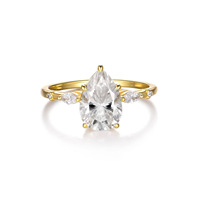 Bague de Mariage en Moissanite Certifiée GRA 2 Carats, Forme Poire, pour Fiançailles, en Argent Sterling 925 Plaqué Or pour Femmes