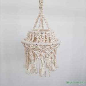 Abat-jour en macramé de Style Vintage 100% coton dentelle tenture murale à la main Boho respirant solide lustre tissé gland trame - Product Image 3