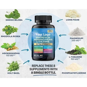 Suplemento Dietético Vegano 13 en 1 con Magnesio, Ashwagandha y L-Teanina Extra Fuerte, 60 Cápsulas Vegetales, Apoyo para la Salud Cerebral - Product Image 3
