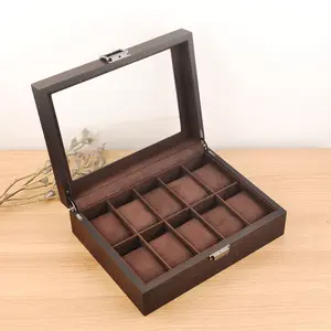Watch Box Spot Wholesale High-end Solid Wood Grain Paint Watch Packing Box 12 Retro Hands Watch Storage Box