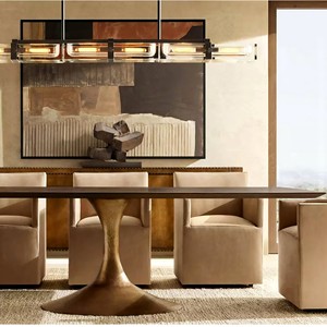 Mesa de Comedor Rectangular <span class=keywords><strong>Aero</strong></span> Estilo RH, Mesa de Comedor de Madera Maciza - Muebles Modernos para Cocina y Sala de Estar - Product Image 1