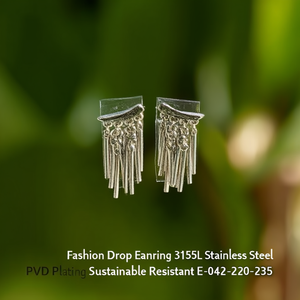 Boucles d'oreilles pendantes tendance en acier inoxydable 316L avec placage or PVD, durables et résistantes E-042-220-235 - Product Image 3