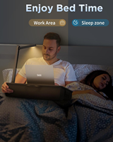 SAIJI Nouveau Plateau Ergonomique en Cuir pour Ordinateur Portable avec Lumière LED, Compatible avec les Ordinateurs Portables jusqu'à 17 Pouces, Coussin de Repose-Pieds pour Lit/Canapé