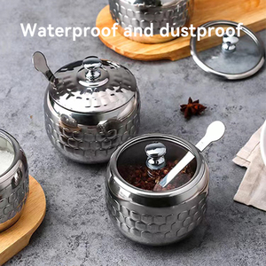 Cao cấp 304 thép không gỉ gia vị Jar đặt cấp thực phẩm muối có thể với Shaker nắp cho nhà bếp Sử dụng-ớt dầu gia vị hộp - Product Image 4