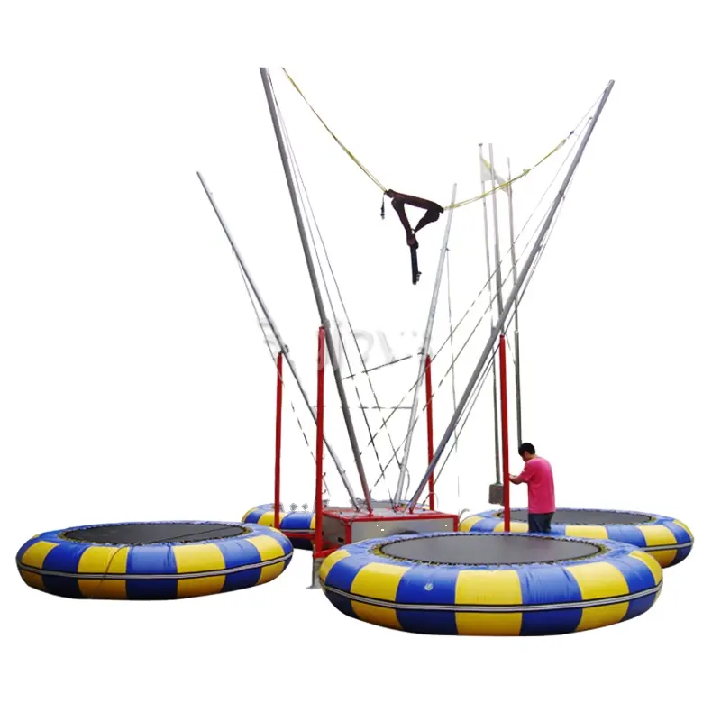 1 में 4 कूद आकर्षण Inflatable कूदते मशीन 4 चरण यूरो बंजी Trampoline के लिए बिक्री