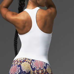 Vêtements de Gym athlétique femmes col bas actif noir pleine longueur dos nageur femmes débardeur - Product Image 6