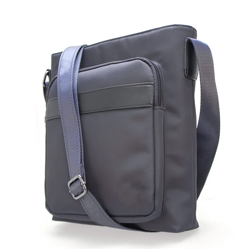 Custom Retro Leisure Navy Blue PU Leather Messenger Bag Business Waterproof Sling Shoulder Crossbody Bags for men 2024