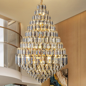 ポストモダンミニマリスト二世帯住宅リビングルーム大型シャンデリアライト高級北欧リビングルームクリスタルランプ中空ロフト - Product Image 1