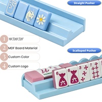 Ensemble de luxe de 4 supports de mahjong en bois avec poussoir, finition laquée haute brillance, accessoires de mahjong américains personnalisés