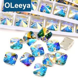 Oleeya Nouveaux Strass en Cristal Carré AB de Qualité Supérieure à Coudre, Pierres à Dos Plat pour Robe de Mariée - Product Image 1