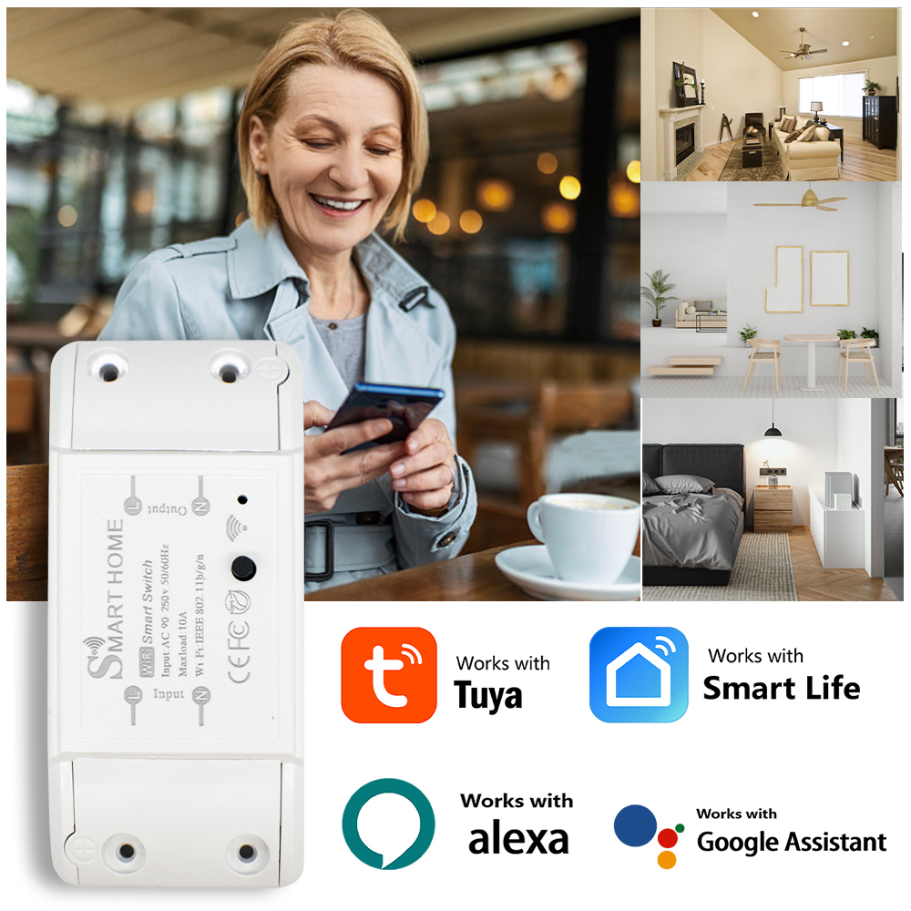 Works with Tuya WiFi Smart Switch APP Wireless Controller Universal Breaker Timer 90-250V 10A Smart Life Home Work Switch · image 2