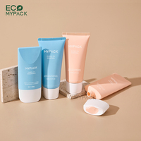 ECOMYPACK Tube souple en plastique bleu recyclé PP unique et plat, 100 ml, 150 ml, pour crème, lotion, cosmétiques, tubes à presser