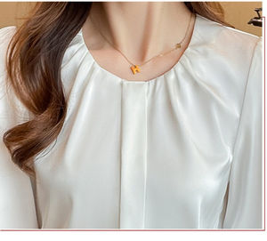 Nuova camicetta estiva <span class=keywords><strong>Beige</strong></span> bianca camicia da <span class=keywords><strong>donna</strong></span> 2025 eleganti camicette larghe a maniche lunghe Top 8987 # # - Product Image 6