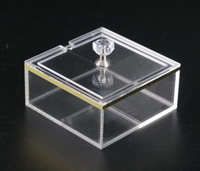 Boîte en acrylique transparent avec bord doré Mini boîte de support de dessert de bonbons Conteneur de stockage de décoration de maison de poupée transparent