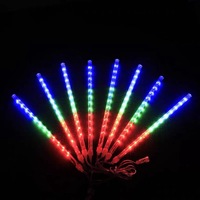 Guirlandes lumineuses solaires LED en plastique imperméables effet pluie de météores, 8 lumières, pour décoration de Noël en extérieur