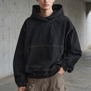 เสื้อฮู้ดผ้ายีนส์โอเวอร์ไซส์สำหรับผู้ชายเสื้อฮู้ดยีนส์2026 - Product Image 2