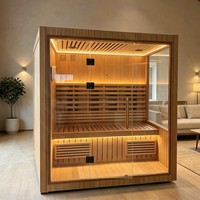 Ruang Sauna Kayu Tradisional Rumah Sauna Luar Ruangan dengan Pemanas Sauna