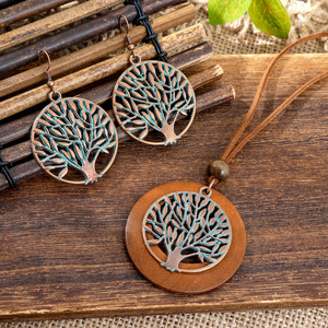 Conjunto de Joyería Vintage con Mariposas, Collar y Aretes de Aleación de Madera, Accesorios de Moda Retro para Mujer - Product Image 5