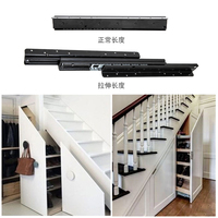Glissière de tiroir en acier à fermeture amortie avec roulement à billes, gain de place, pour armoire, escalier, salle de bain et rangement de chambre à coucher