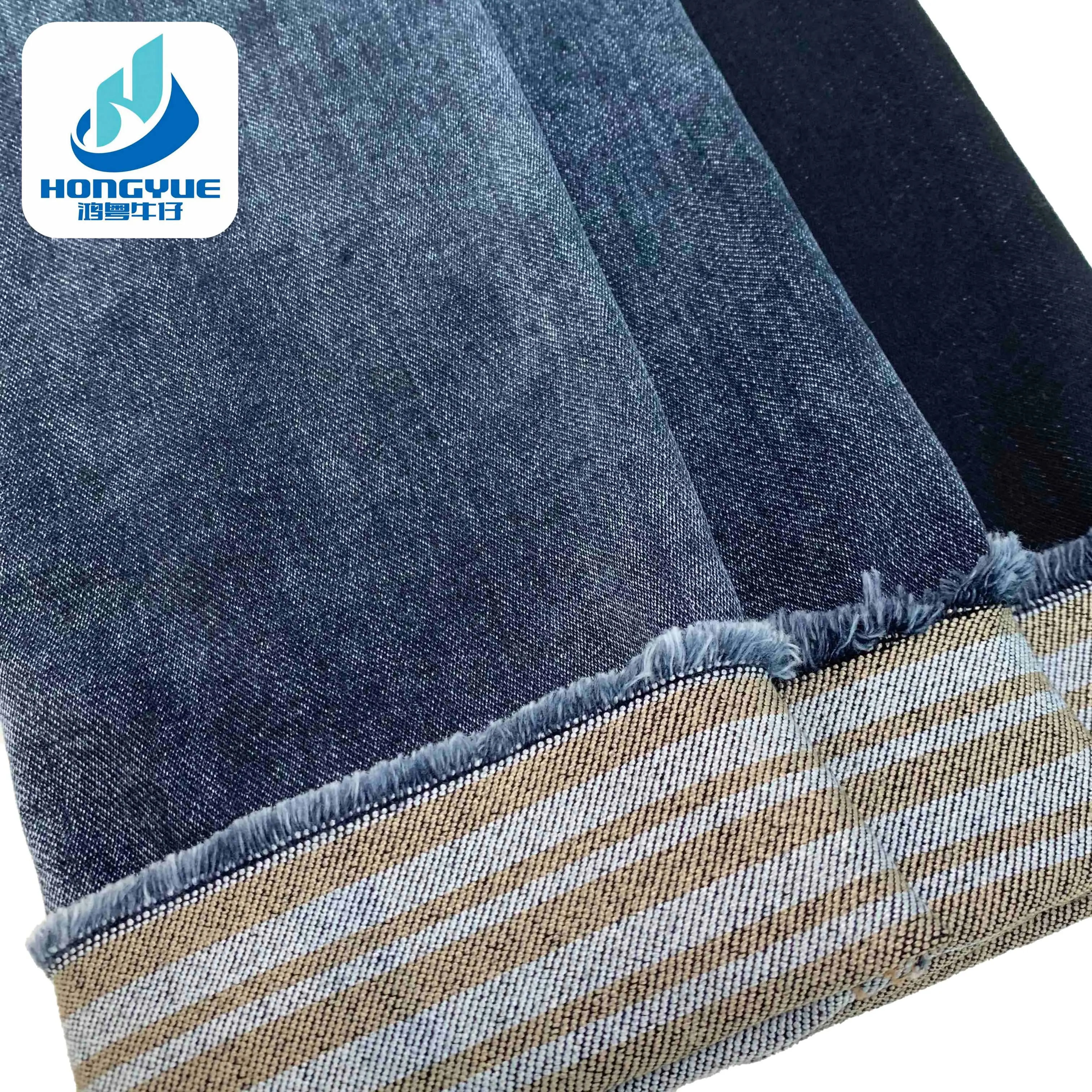 Jeans Fabric 11.5oz Double Weft Yarn Colored Fake Knitted Denim Fabric