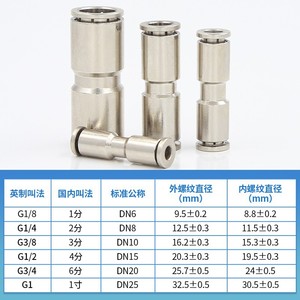 Qingze <b>Quick</b> Coupler Nickel Plated Copper Air Hose <b>Connector</b> 04 06 08 10 12 mm Pneumatic Straight Through High Pressure - Product Image 4