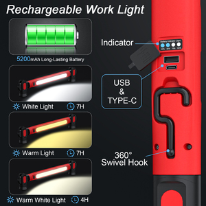 Xoay cho tất cả các hướng 2500LM sáng có thể sạc lại từ underhood dẫn đèn làm việc với móc - Product Image 5