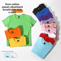 210g Zwaar Katoenen Kinder T-shirt Korte Mouwen Effen Blank Unisex Peuter Tee 12 Kleuren Aangepast Logo Zomer Babykleding Groothandel