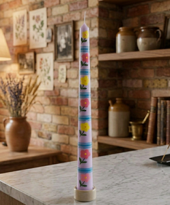Beautifully Hand-Painted Floral Soy Paraffin Wax <b>Taper</b> <b>Candle</b>-Smokeless for Home Decor Birthdays Weddings Festive Occasions-Bulk - Product Image 3