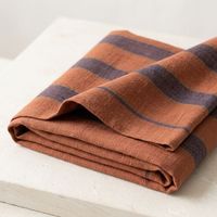 Kain Linen Murni Ramah Lingkungan, Dicuci Pasir, Benang Lembut, Tekstil Bergaris untuk Kemeja Musim Panas dan Busana Boho