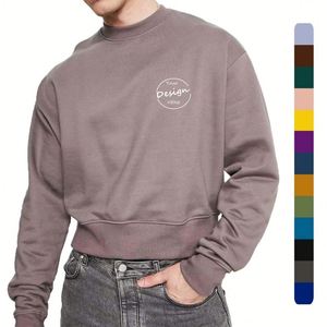 Wholesale Cropped Streetwear O-Neck Raglan Men's Winter Sweatshirt-Solid Color 100% Polyester Lightweight - Product Image 1