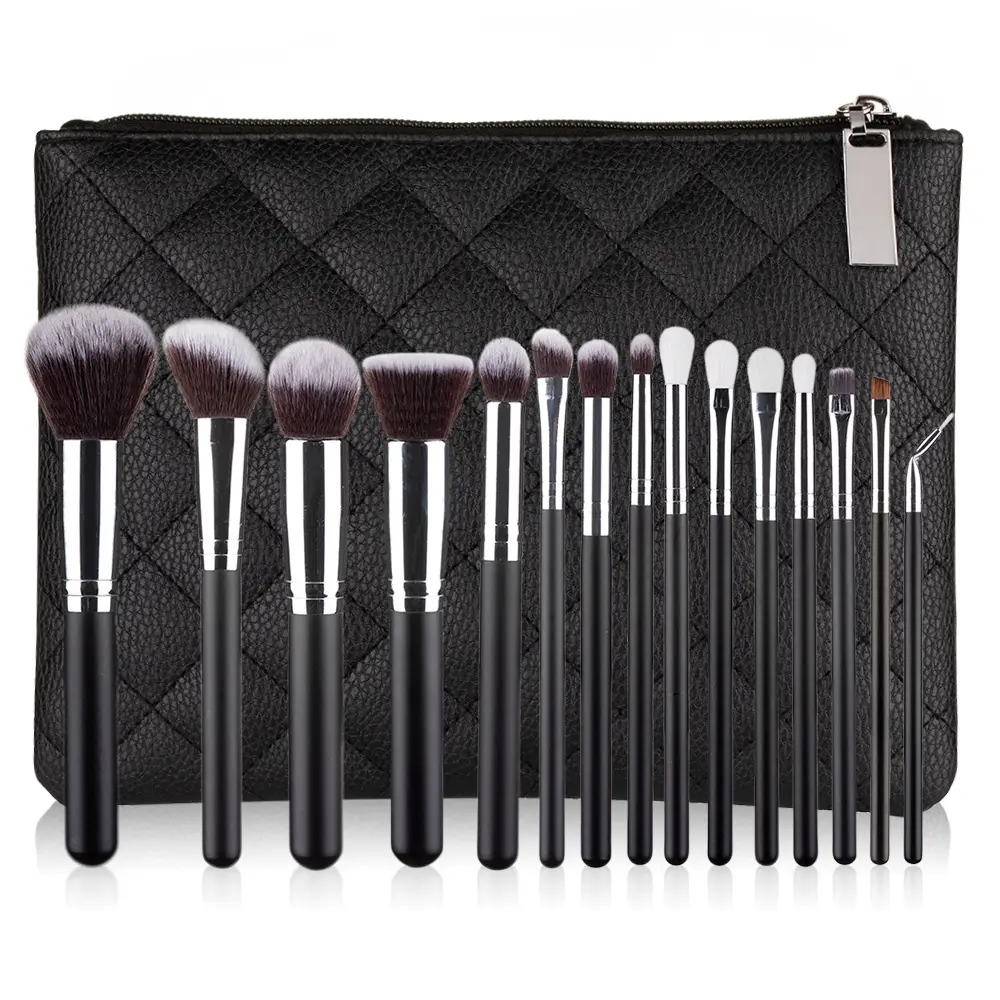 Luxury makeup brushes 15 pieces cruelty free professional makeup brush set with bag