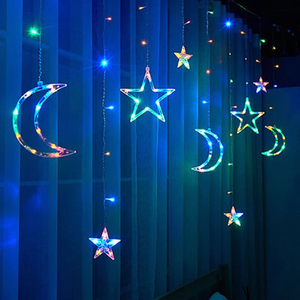 Guirnalda de luces Led con forma de luna y Estrellas parpadeantes, guirnalda de luces para ventana, Navidad, vacaciones, fábrica - Product Image 6