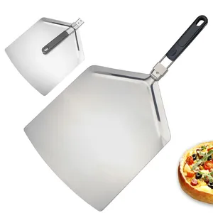 Manjia Extra Grote 15 "Vierkante Opvouwbare Pizza Spatel Met Rubberen Handvat Pizzaschil Paddle Cake Overdracht Gebak Lifter Lade