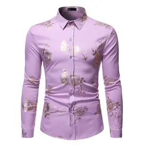 2023 Amazon, мужские роскошные строгие рубашки, блестящий топ с золотым принтом, хипстерские наряды, одежда для свадебной вечеринки, Мужская белая рубашка для смокинга C126