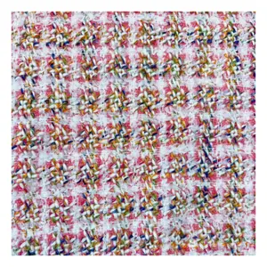 Miễn Phí Mẫu Màu Hồng Sọc Sọc Tweed Len Pha Trộn Acrylic Polyester Nylon Phụ Nữ Ăn Mặc Tweed Vải