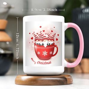 Mug en céramique personnalisé pour Noël avec couvercle et cuillère, design de dessin animé imprimé sur mesure, 15 oz, compatible micro-ondes, pour cadeaux promotionnels - Product Image 4
