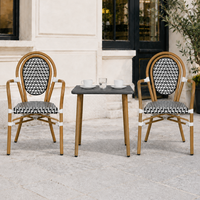 Fauteuil de bistrot français d'extérieur, structure en aluminium, chaise en rotin PE pour café et jardin