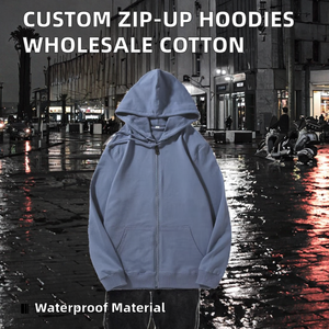 Custom Unisex Hoodies & Sweatsuits Knitted Summer Printing Waterproof Polyester/Cotton Tracksuit Zip Hoodie Wholesale - Product Image 2