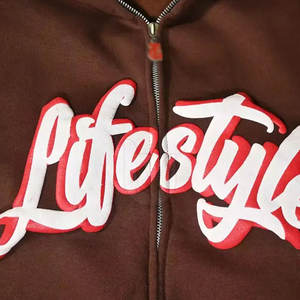 2024 calidad superior personalizada térmica Puff impresión sudaderas con capucha 100% algodón nuevo diseño sólido liso teñido invierno - Product Image 6