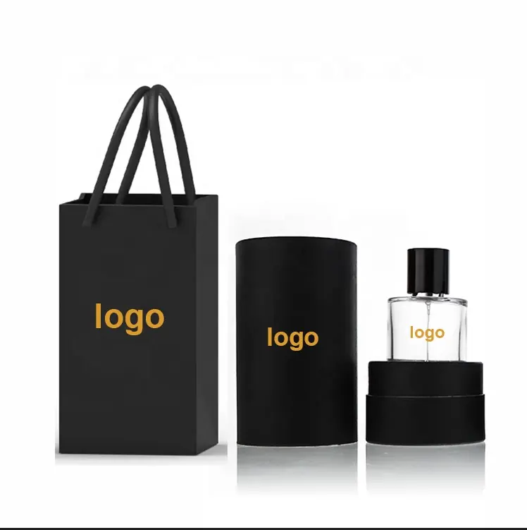 Empty High Quality Cylinder Transparent Oem Glass 30ml 50ml 100ml Perfume Bottle With Gift Box