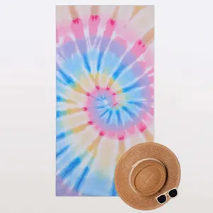 Spiral Tie Dye Beach Blanket Sand Free Microfiber Beach Towel Quick Drying Lightweight Fast Dry Towels for Travel