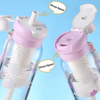 Bouteille d'eau Tritan transparente sans BPA, écologique, avec paille, filtre à thé, cordon, haute qualité, pour le sport et les voyages, unisexe