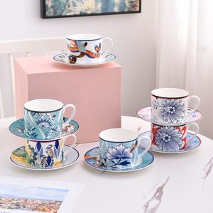 Tazas y Platillos de Porcelana de Hueso de Estilo Europeo, Ligeramente Lujosos y Creativos, Ecológicos, en Caja de Regalo, para Restaurante, Té de la Tarde - Product Image 1