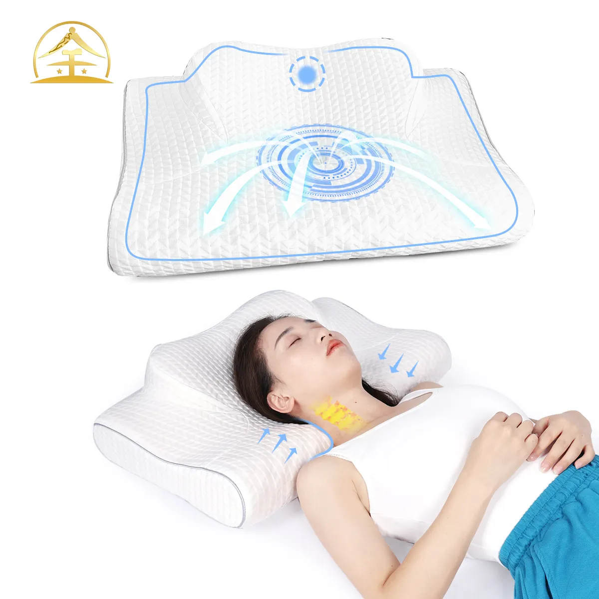 Nouveau design oreiller cervical en mousse à mémoire de forme pour la douleur au cou oreiller de couchage ergonomique pour oreiller papillon de soulagement des épaules