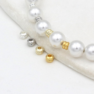 18K 14K Gold Plated <b>Copper</b> Spacer Beads Round Threaded For <b>Bracelet</b> Making D132 - Product Image 2